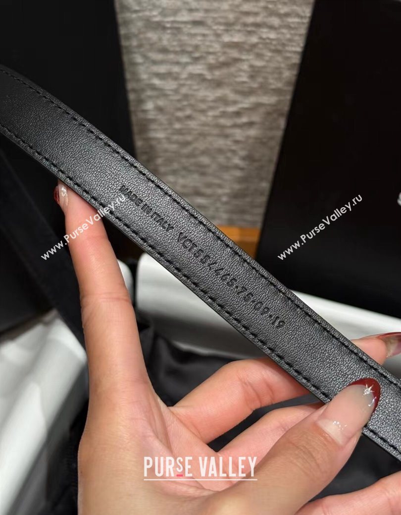 Saint Laurent Cassandre Belt 2cm in Suede and Leather Black/Gold 2025 YSL26010401 (99-260104082)