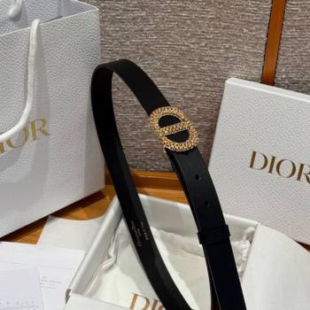 Dior Calfskin Leather Belt 2.5cm with Strass CD Buckle Black/Gold 2025 1230 (99-251231153)