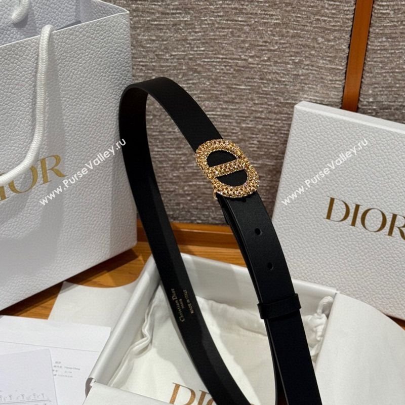 Dior Calfskin Leather Belt 2.5cm with Strass CD Buckle Black/Gold 2025 1230 (99-251231153)