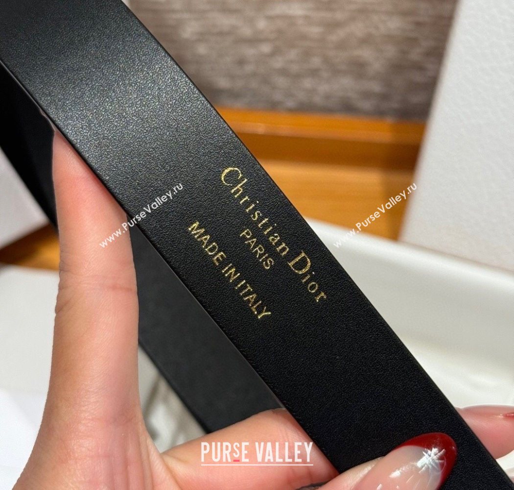 Dior Calfskin Leather Belt 2.5cm with Strass CD Buckle Black/Gold 2025 1230 (99-251231153)