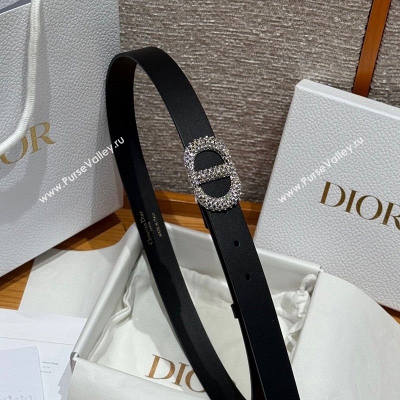 Dior Calfskin Leather Belt 2.5cm with Strass CD Buckle Black/Silver 2025 1230 (99-251231154)