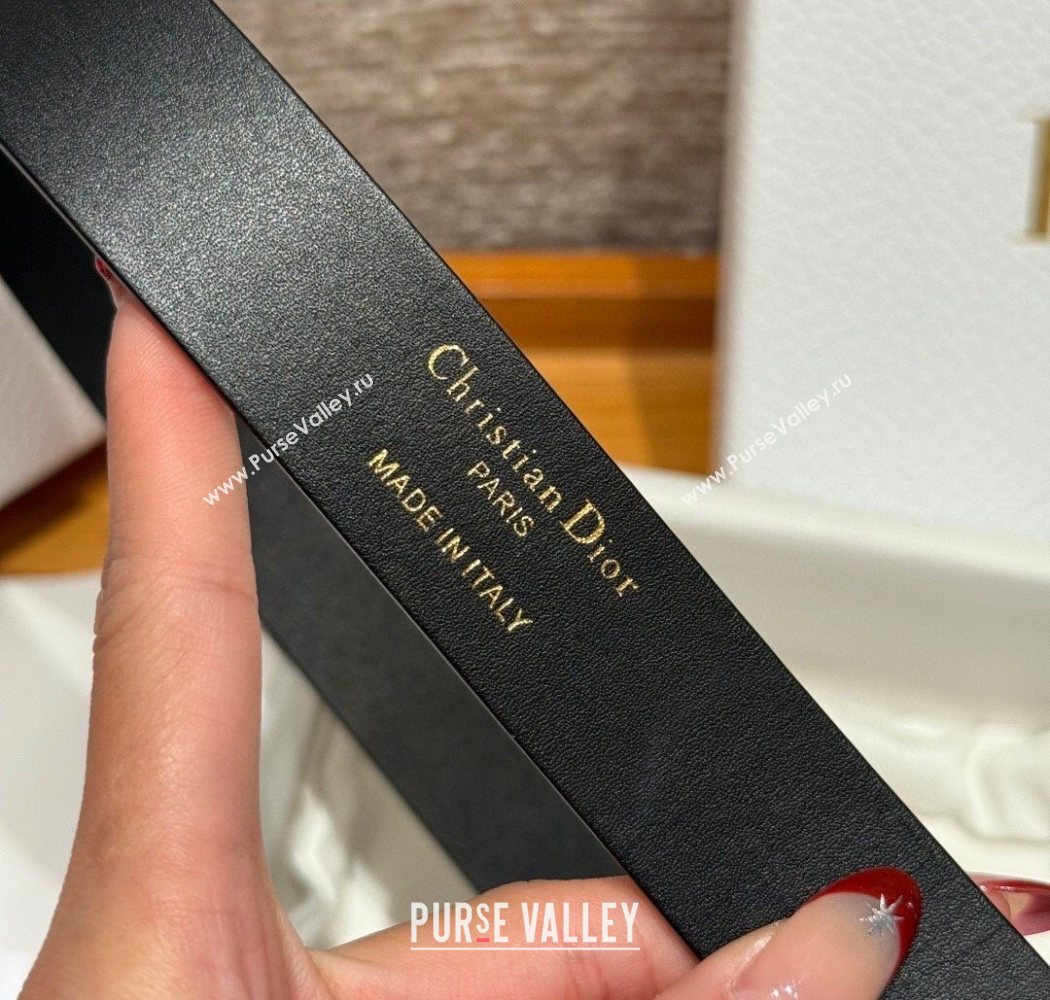 Dior Calfskin Leather Belt 2.5cm with Strass CD Buckle Black/Silver 2025 1230 (99-251231154)