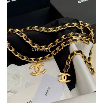 Chanel Chain and Leather Belt with CC Tag Black 2025 0104 (99-260104118)