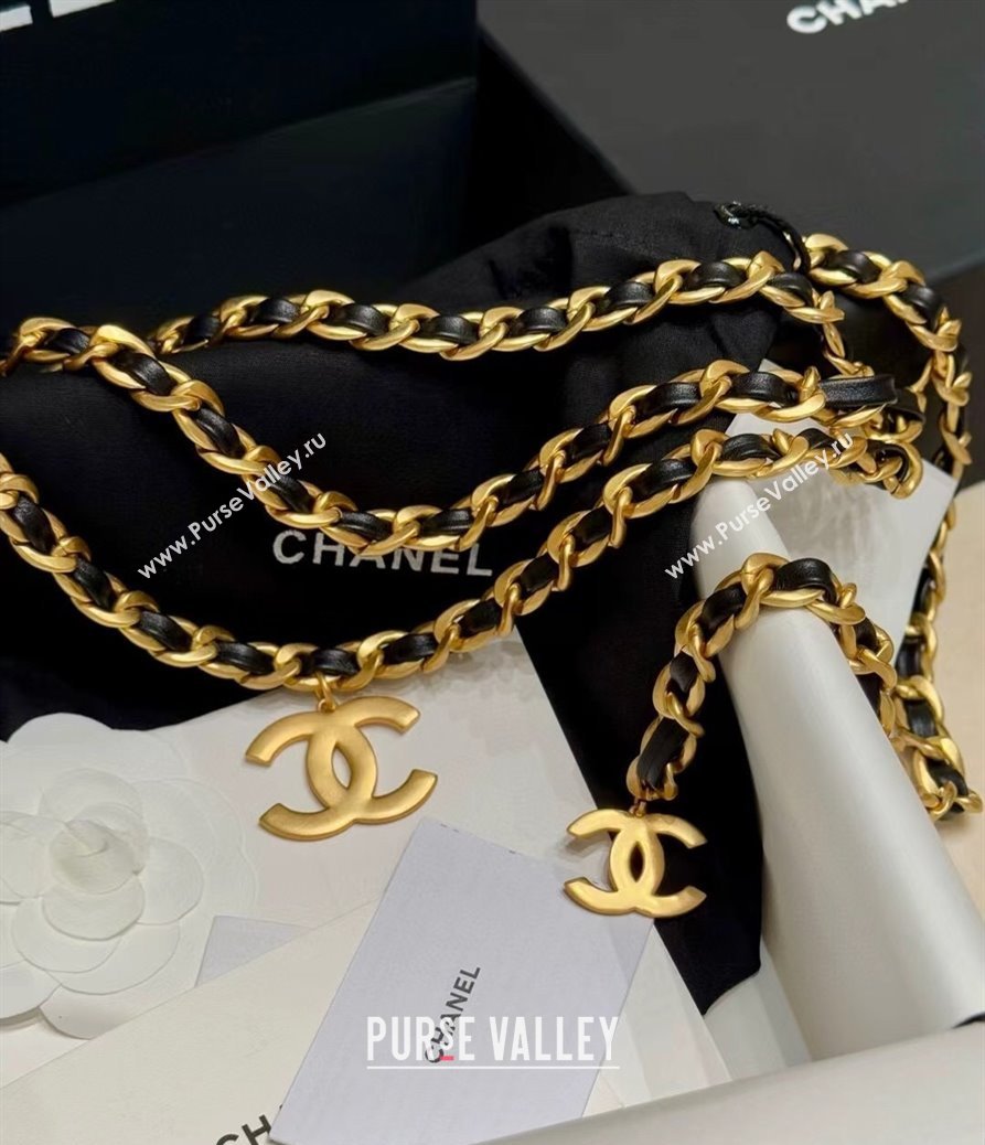 Chanel Chain and Leather Belt with CC Tag Black 2025 0104 (99-260104118)