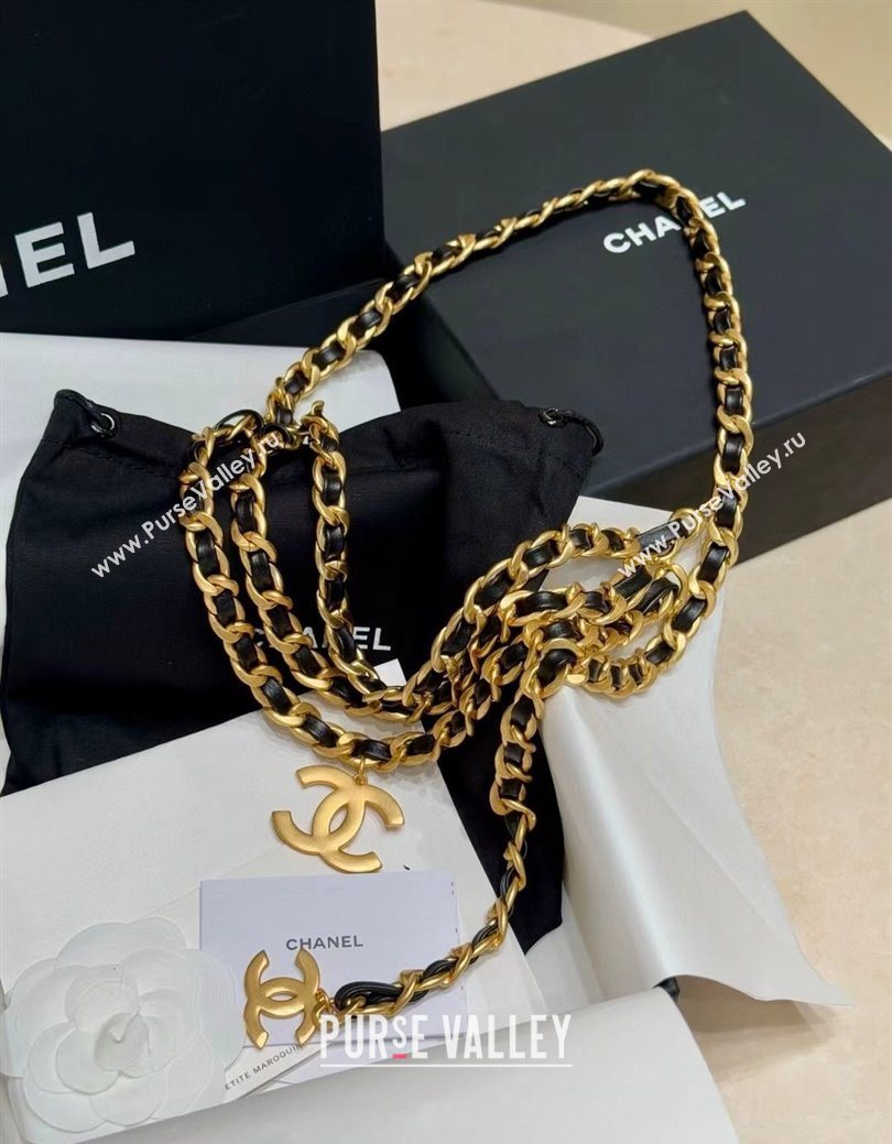 Chanel Chain and Leather Belt with CC Tag Black 2025 0104 (99-260104118)