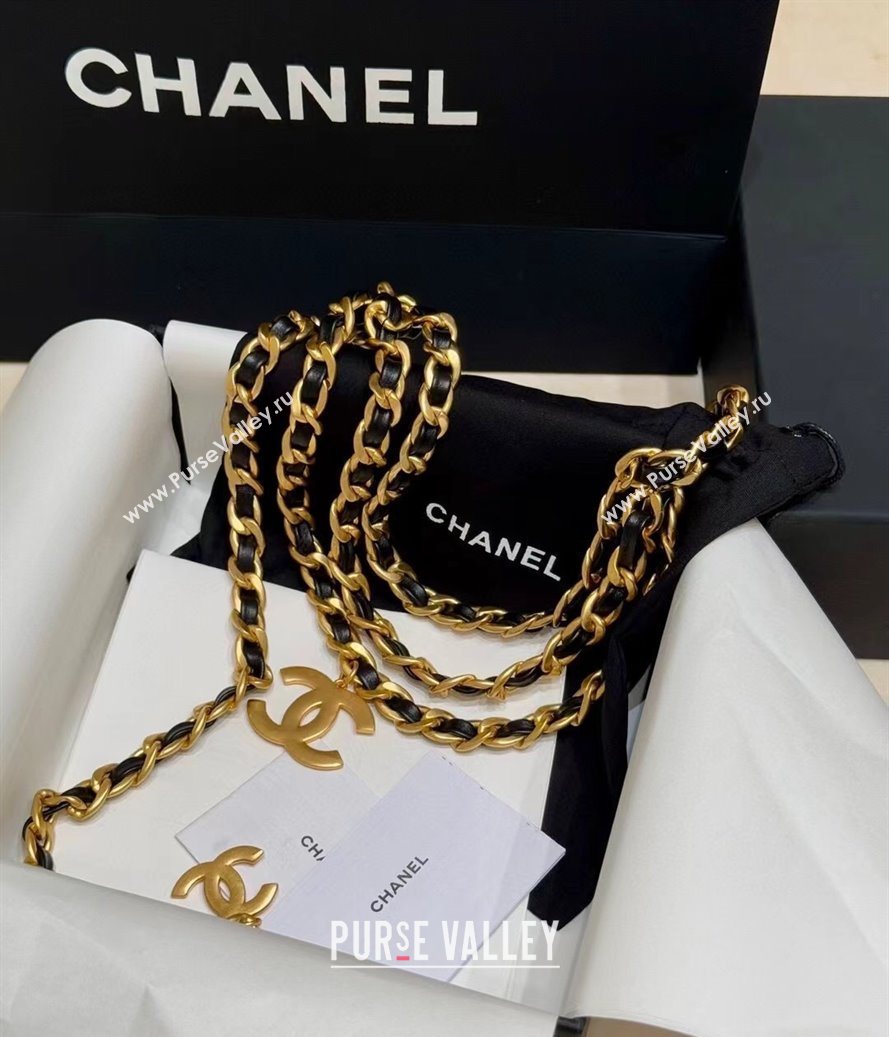Chanel Chain and Leather Belt with CC Tag Black 2025 0104 (99-260104118)