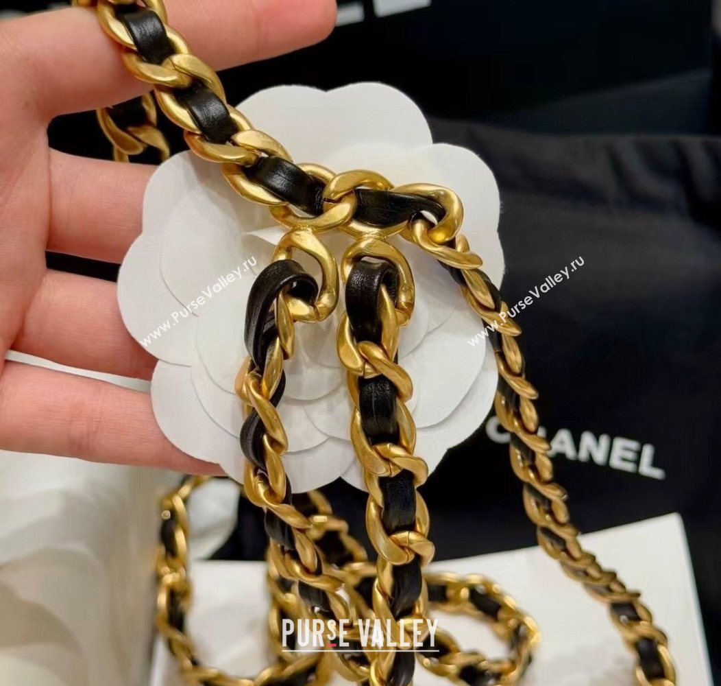 Chanel Chain and Leather Belt with CC Tag Black 2025 0104 (99-260104118)