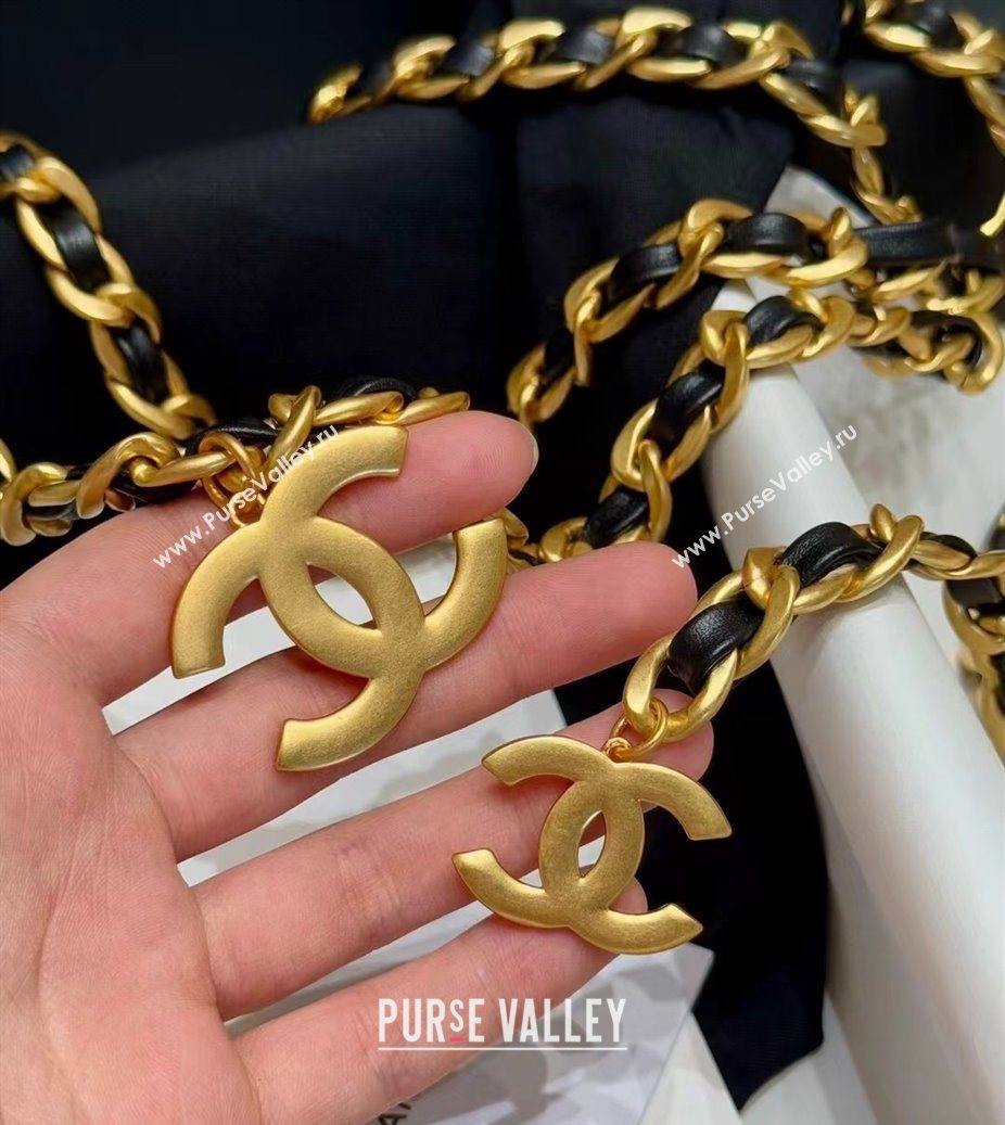 Chanel Chain and Leather Belt with CC Tag Black 2025 0104 (99-260104118)