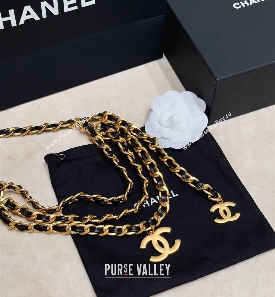 Chanel Chain and Leather Belt with CC Tag Black 2025 0104 (99-260104118)