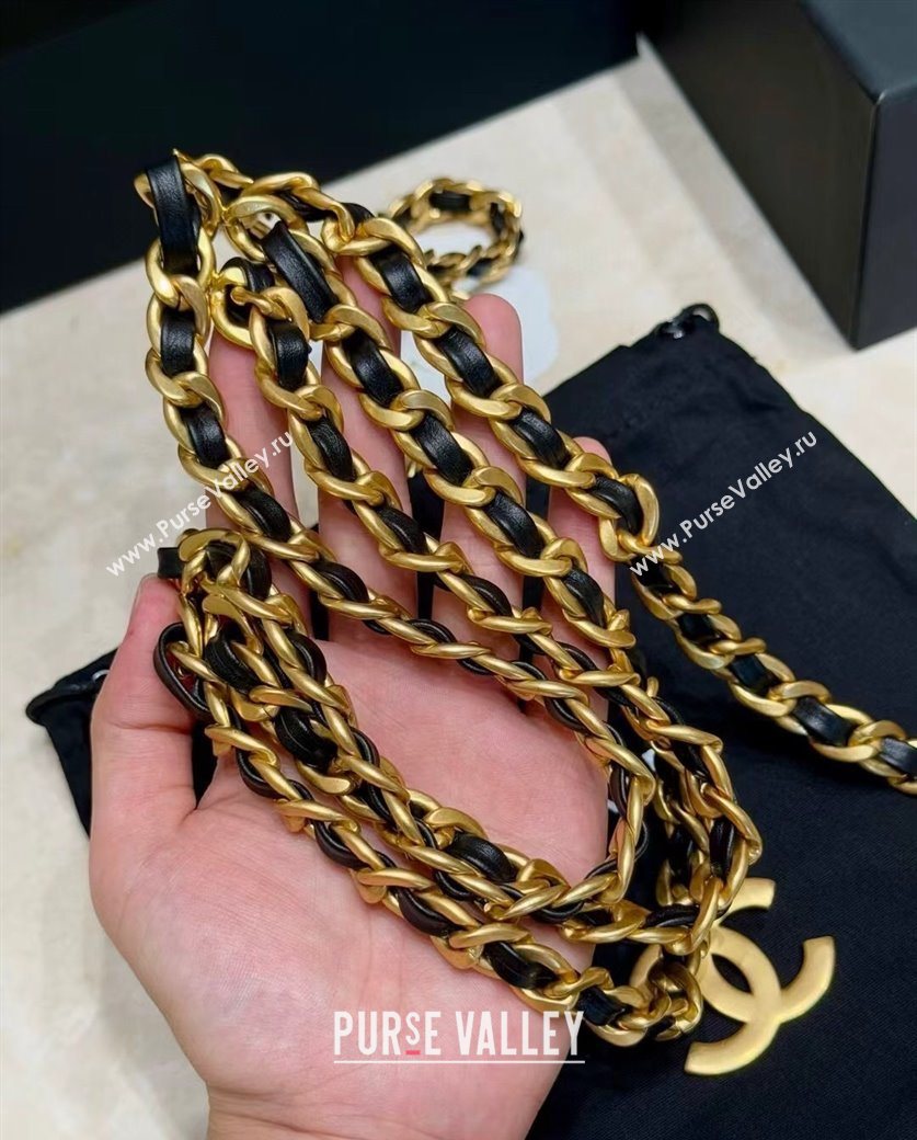Chanel Chain and Leather Belt with CC Tag Black 2025 0104 (99-260104118)