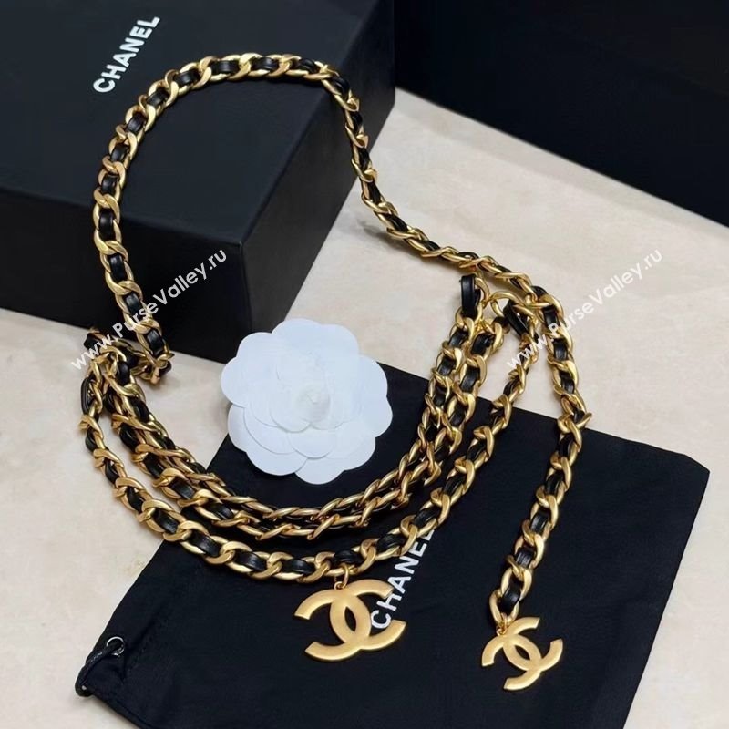 Chanel Chain and Leather Belt with CC Tag Black 2025 0104 (99-260104118)