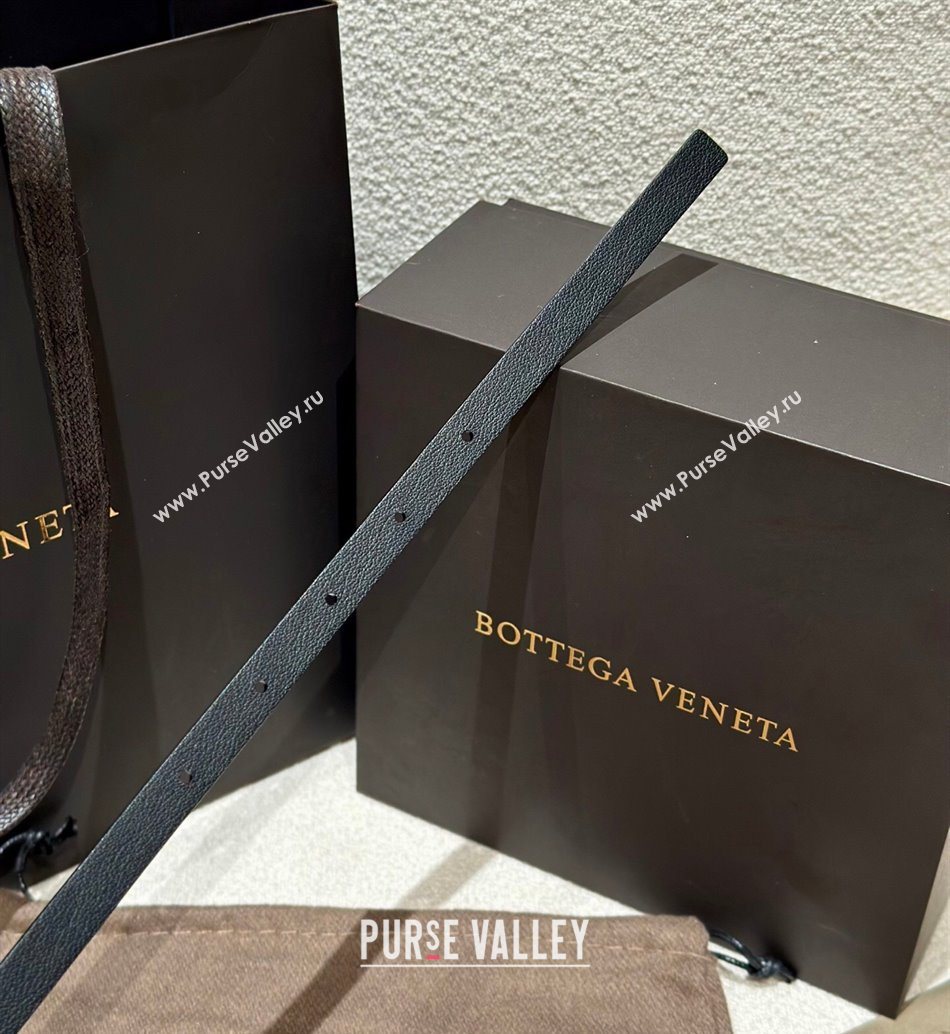 Bottega Veneta Calfskin Leather Belt with Knot Buckle Black/Gold 2025 BV26010403 (99-260104060)