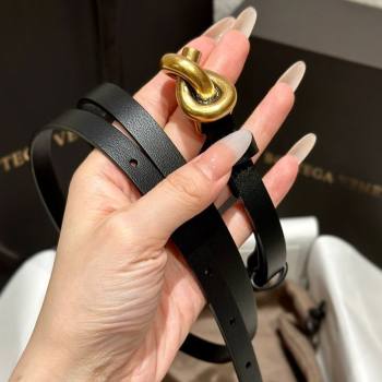 Bottega Veneta Calfskin Leather Belt with Knot Buckle Black/Gold 2025 BV26010403 (99-260104060)