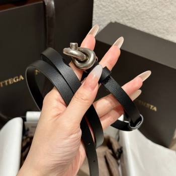 Bottega Veneta Calfskin Leather Belt with Knot Buckle Black/Silver 2025 BV26010403 (99-260104061)