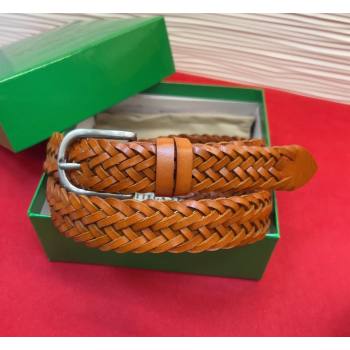 Bottega Veneta Woven Leather Belt 3cm with Pin Buckle Brown2 2026 BV031601 (99-260316070)