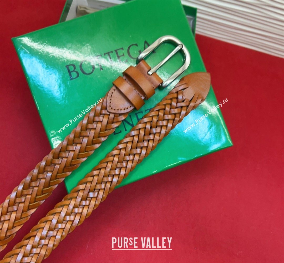 Bottega Veneta Woven Leather Belt 3cm with Pin Buckle Brown2 2026 BV031601 (99-260316070)