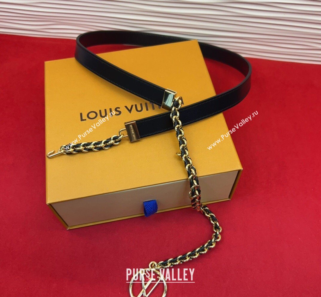 Louis Vuitton Black Leather and Chain Waist Belt 2cm 2026 LV031704 (99-260317048)