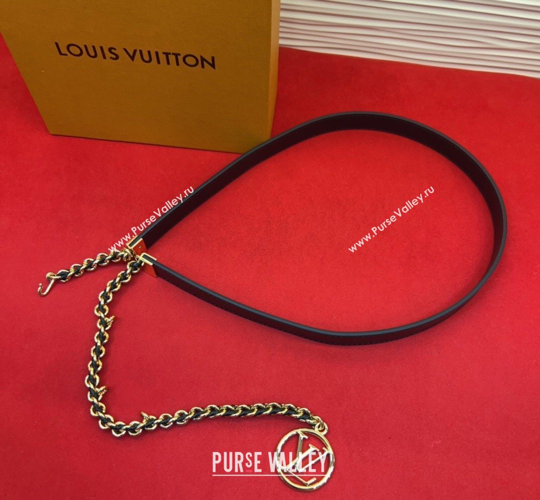 Louis Vuitton Black Leather and Chain Waist Belt 2cm 2026 LV031704 (99-260317048)