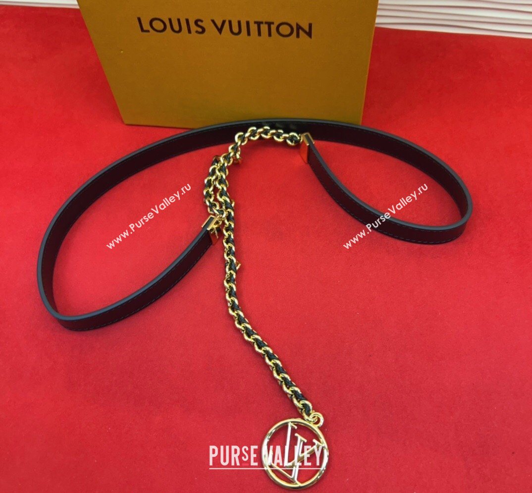 Louis Vuitton Black Leather and Chain Waist Belt 2cm 2026 LV031704 (99-260317048)