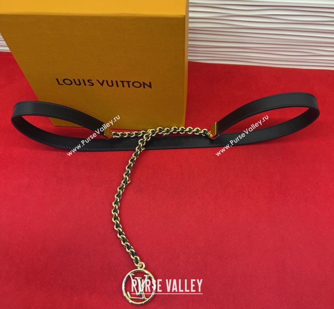 Louis Vuitton Black Leather and Chain Waist Belt 2cm 2026 LV031704 (99-260317048)