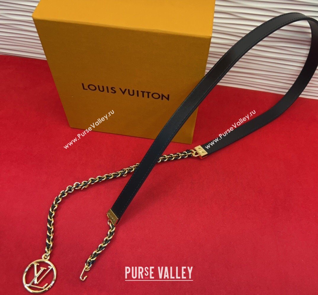 Louis Vuitton Black Leather and Chain Waist Belt 2cm 2026 LV031704 (99-260317048)