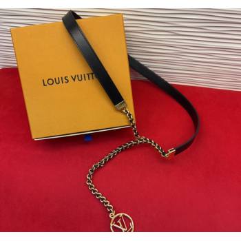 Louis Vuitton Black Leather and Chain Waist Belt 2cm 2026 LV031704 (99-260317048)