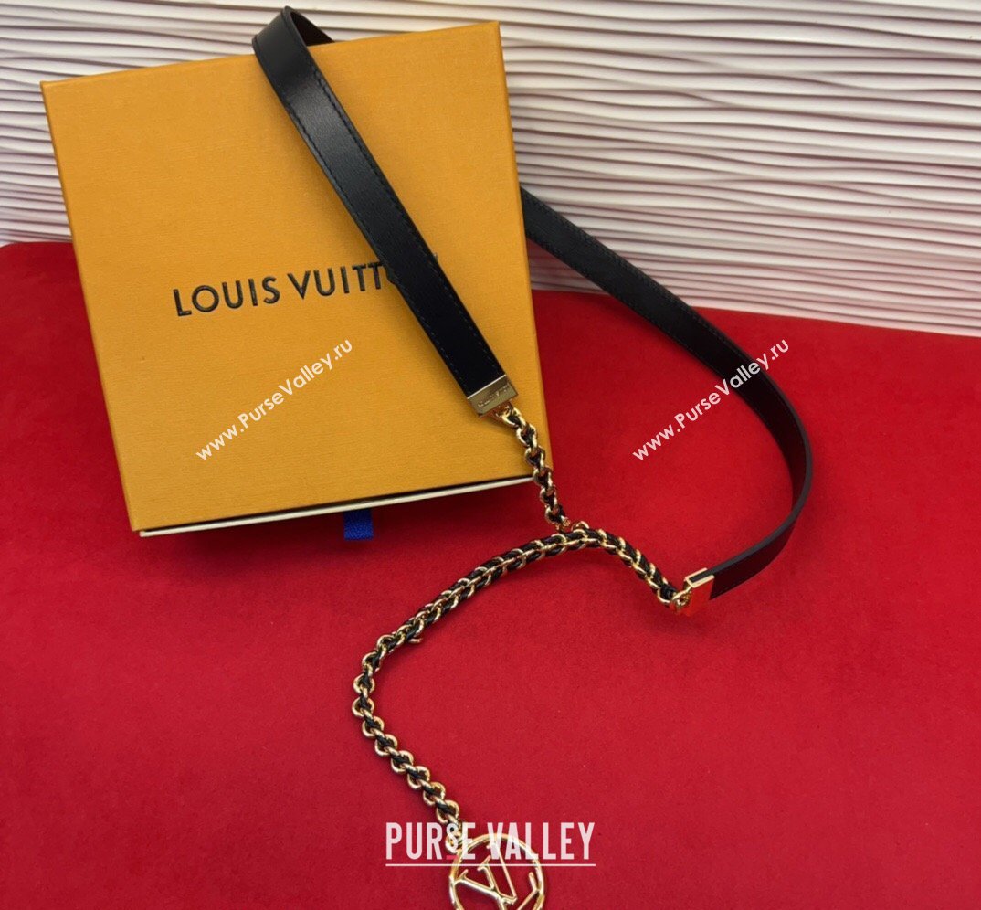 Louis Vuitton Black Leather and Chain Waist Belt 2cm 2026 LV031704 (99-260317048)