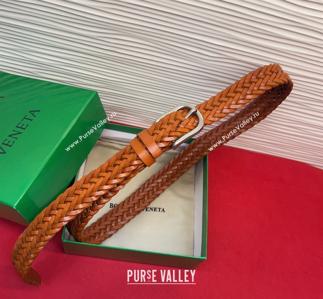 Bottega Veneta Woven Leather Belt 3cm with Pin Buckle Brown2 2026 BV031601 (99-260316070)