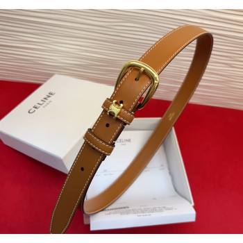 Celine Elegant Charm Triomphe Belt 2.5cm with Gold-Tone Pin Buckle in Calfskin Leather Tan Brown 2026 (99-260316054)