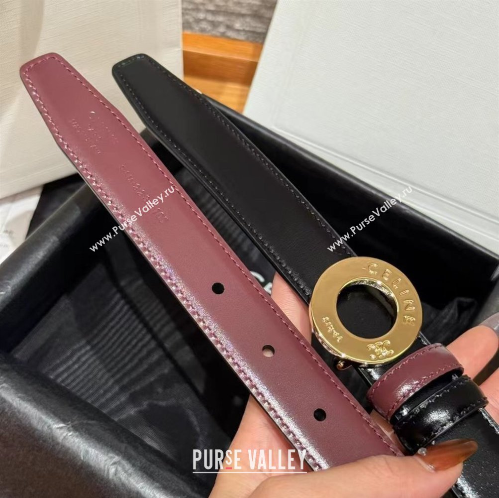 Celine Disc Belt 2.5cm in Taurillon Leather Black/Burgundy 2026 B100L6ATZ (99-260316062)