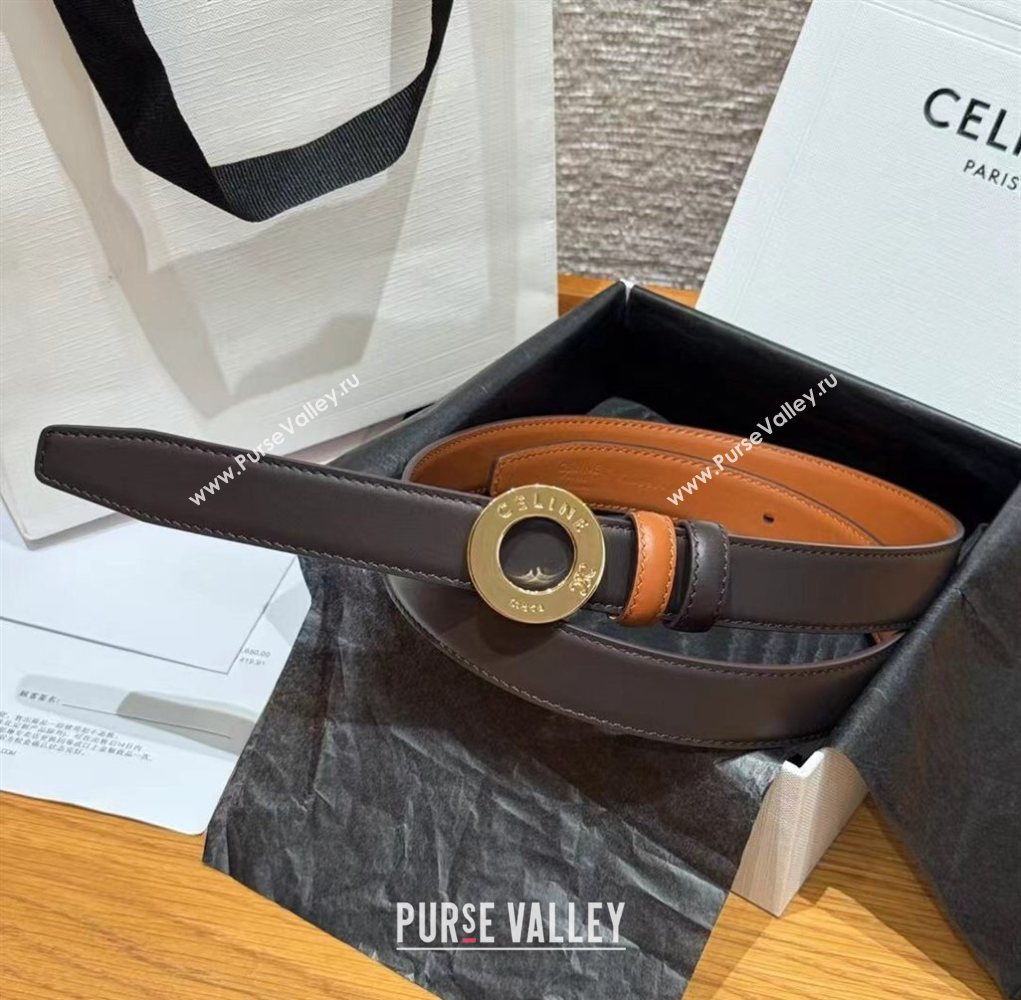 Celine Disc Belt 2.5cm taurillon Leather Black/Brown 2026 B100L6ATZ (99-260316063)