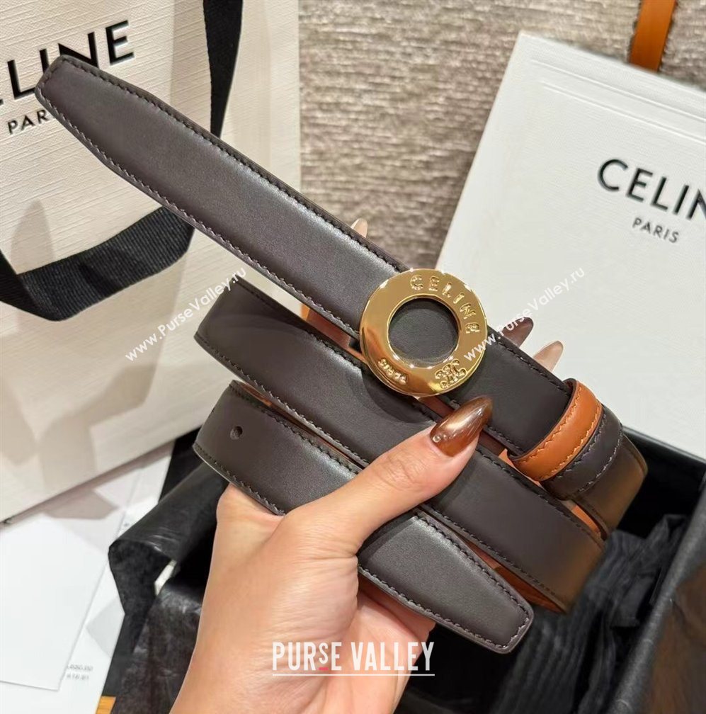 Celine Disc Belt 2.5cm taurillon Leather Black/Brown 2026 B100L6ATZ (99-260316063)
