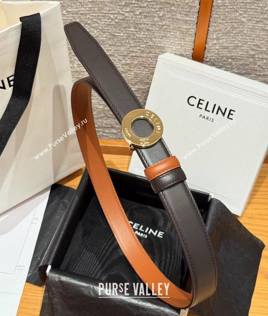 Celine Disc Belt 2.5cm taurillon Leather Black/Brown 2026 B100L6ATZ (99-260316063)