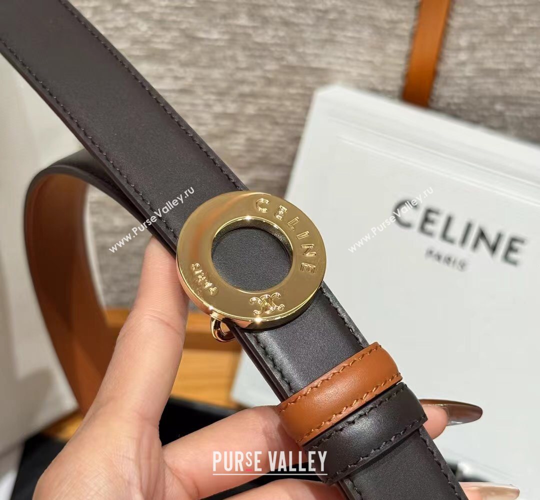 Celine Disc Belt 2.5cm taurillon Leather Black/Brown 2026 B100L6ATZ (99-260316063)