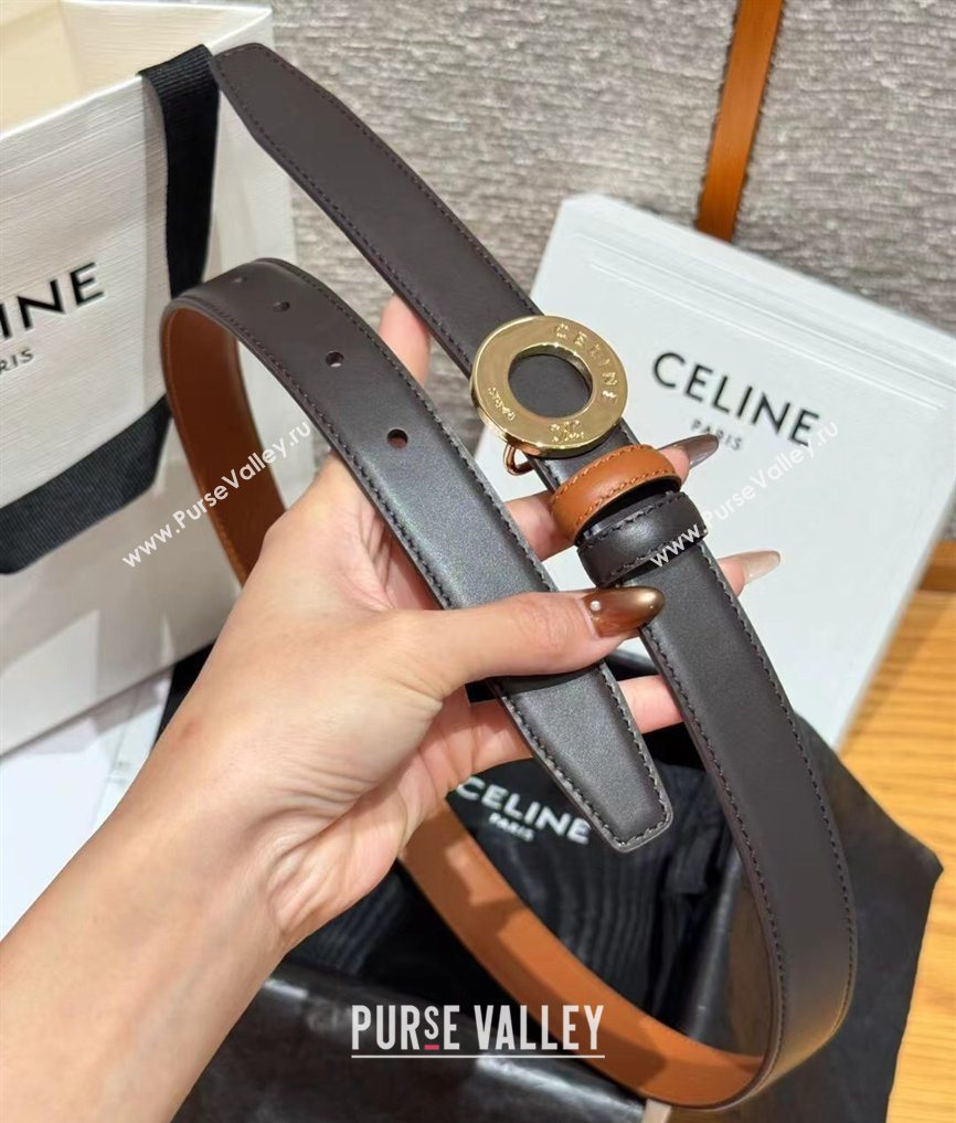 Celine Disc Belt 2.5cm taurillon Leather Black/Brown 2026 B100L6ATZ (99-260316063)