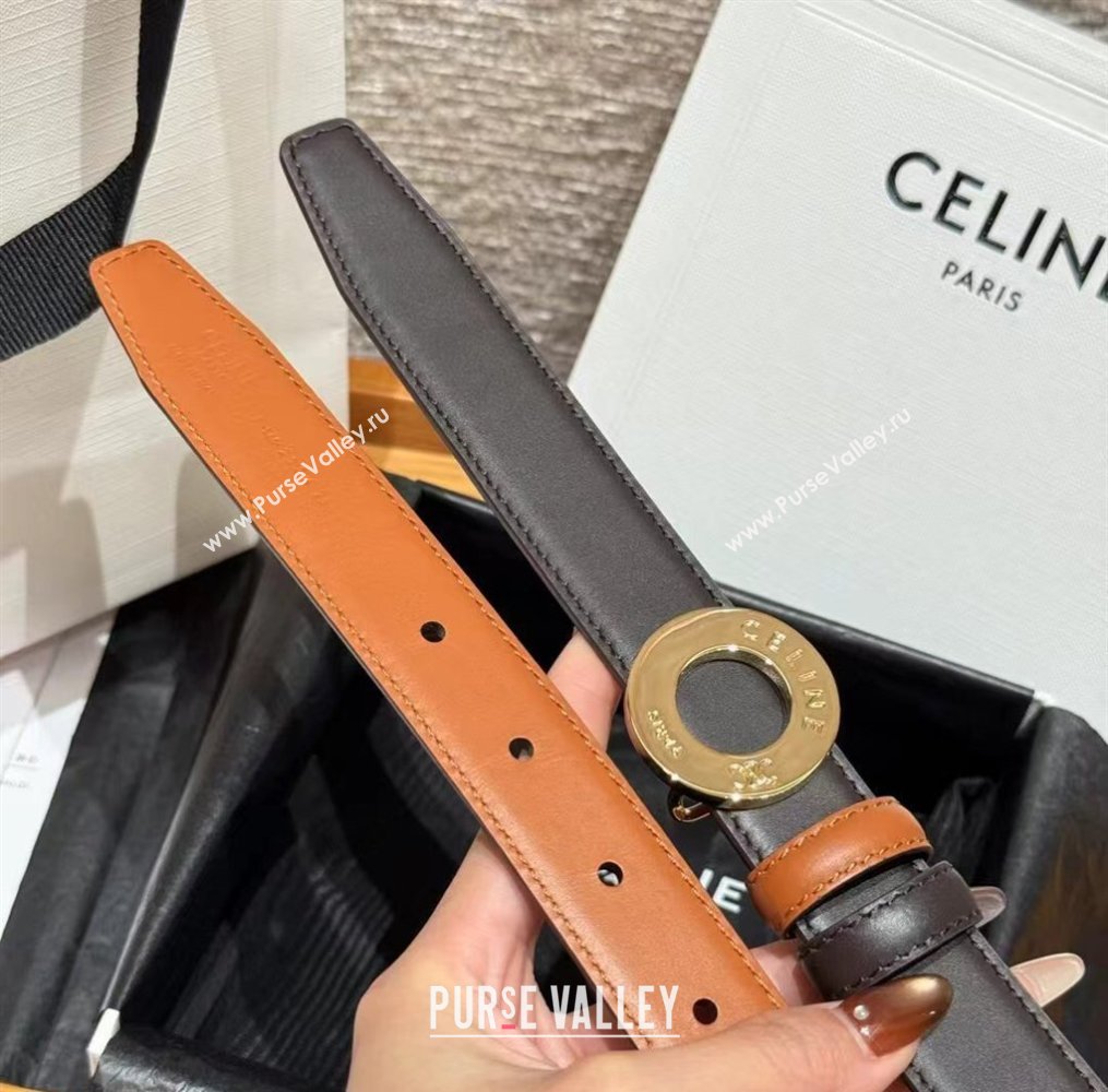Celine Disc Belt 2.5cm taurillon Leather Black/Brown 2026 B100L6ATZ (99-260316063)