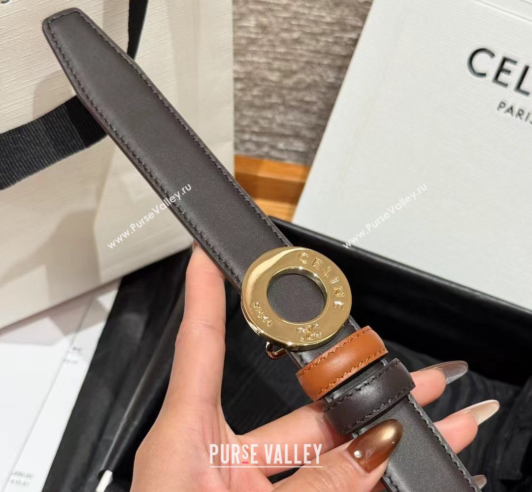 Celine Disc Belt 2.5cm taurillon Leather Black/Brown 2026 B100L6ATZ (99-260316063)