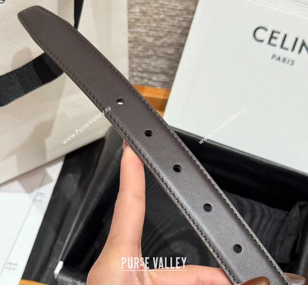 Celine Disc Belt 2.5cm taurillon Leather Black/Brown 2026 B100L6ATZ (99-260316063)