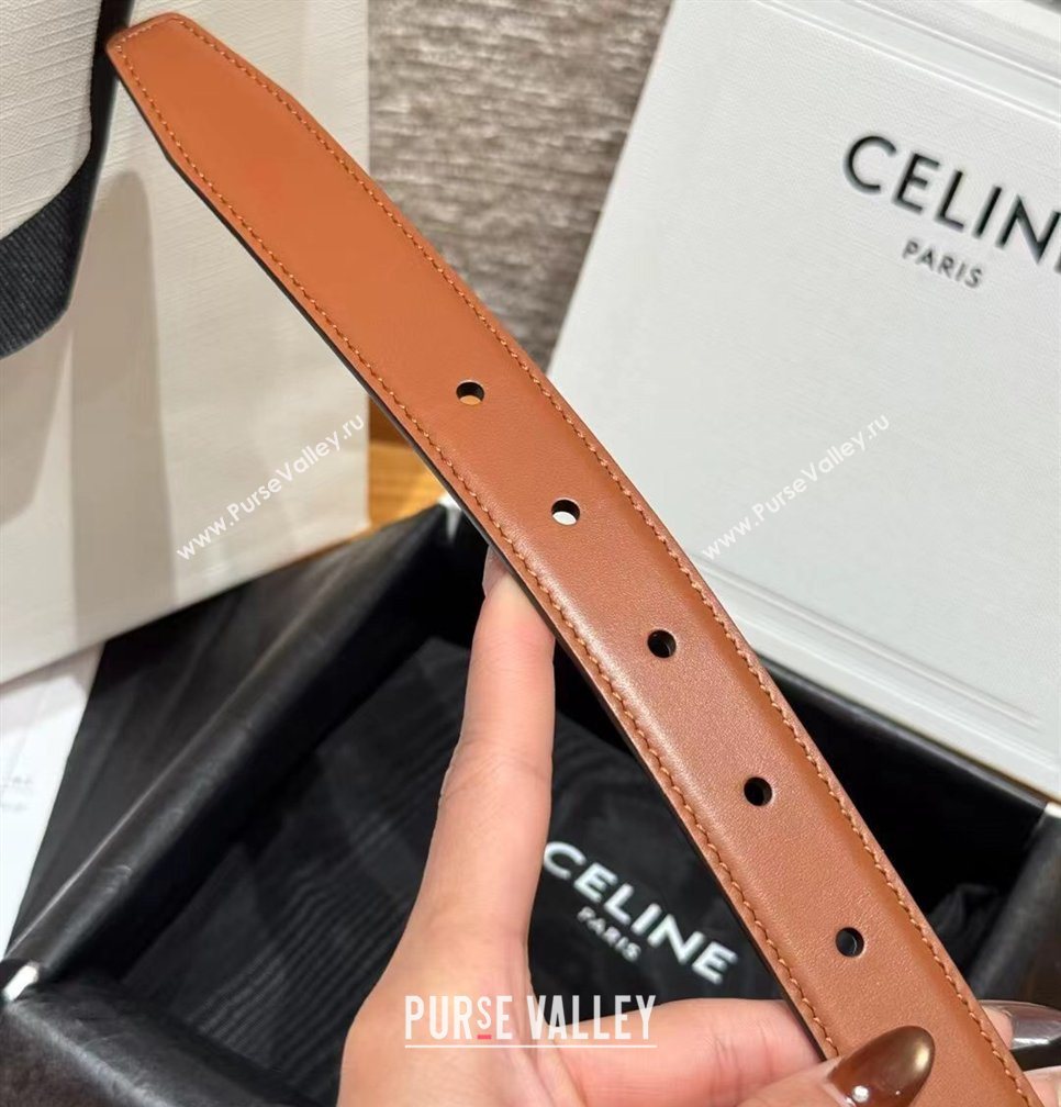 Celine Disc Belt 2.5cm taurillon Leather White/Brown 2026 B100L6ATZ (99-260316064)
