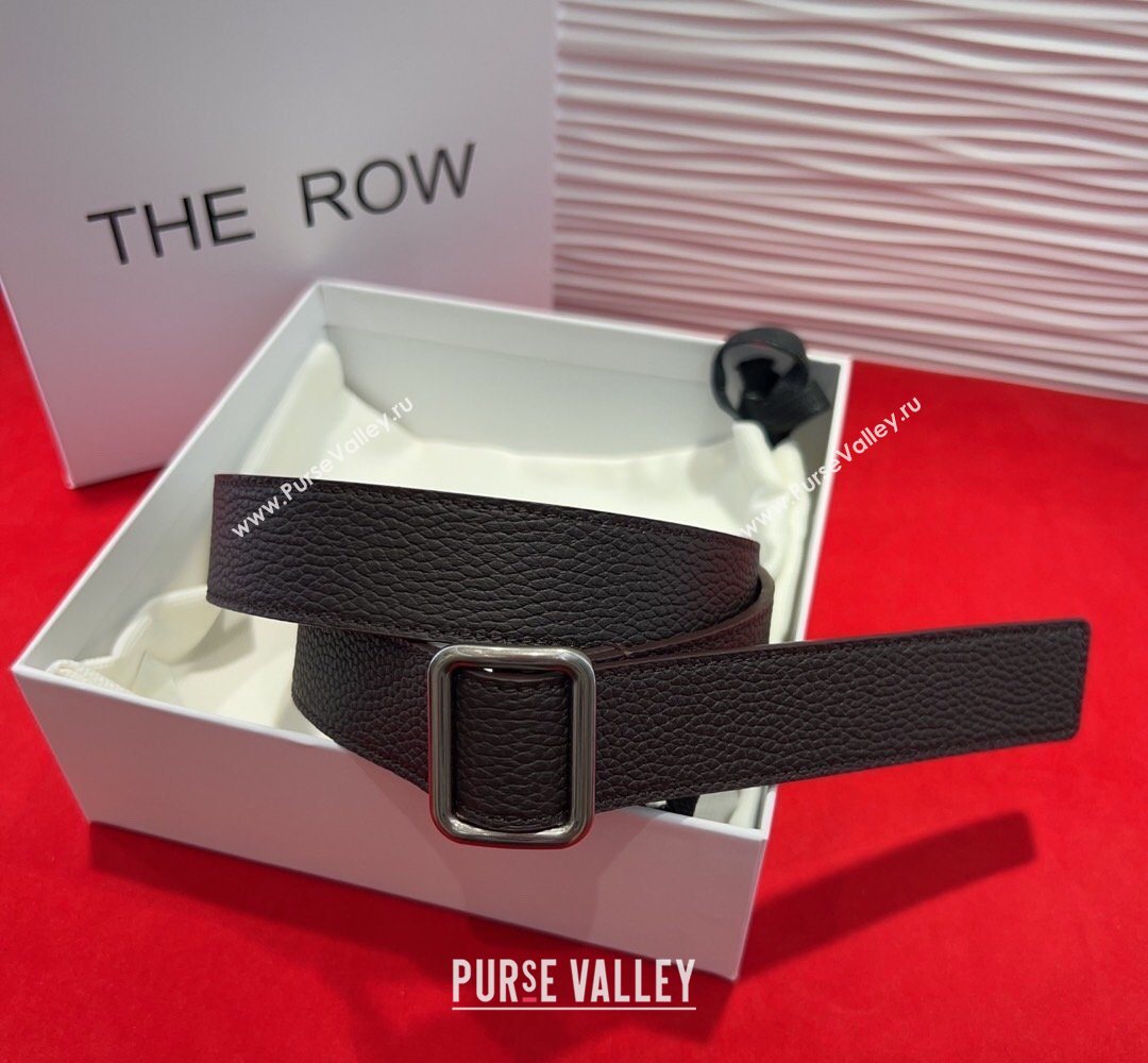 The Row Grained Leather Belt 3cm with Square Buckle Brown/Silver 2026 TR031701 (99-260317054)