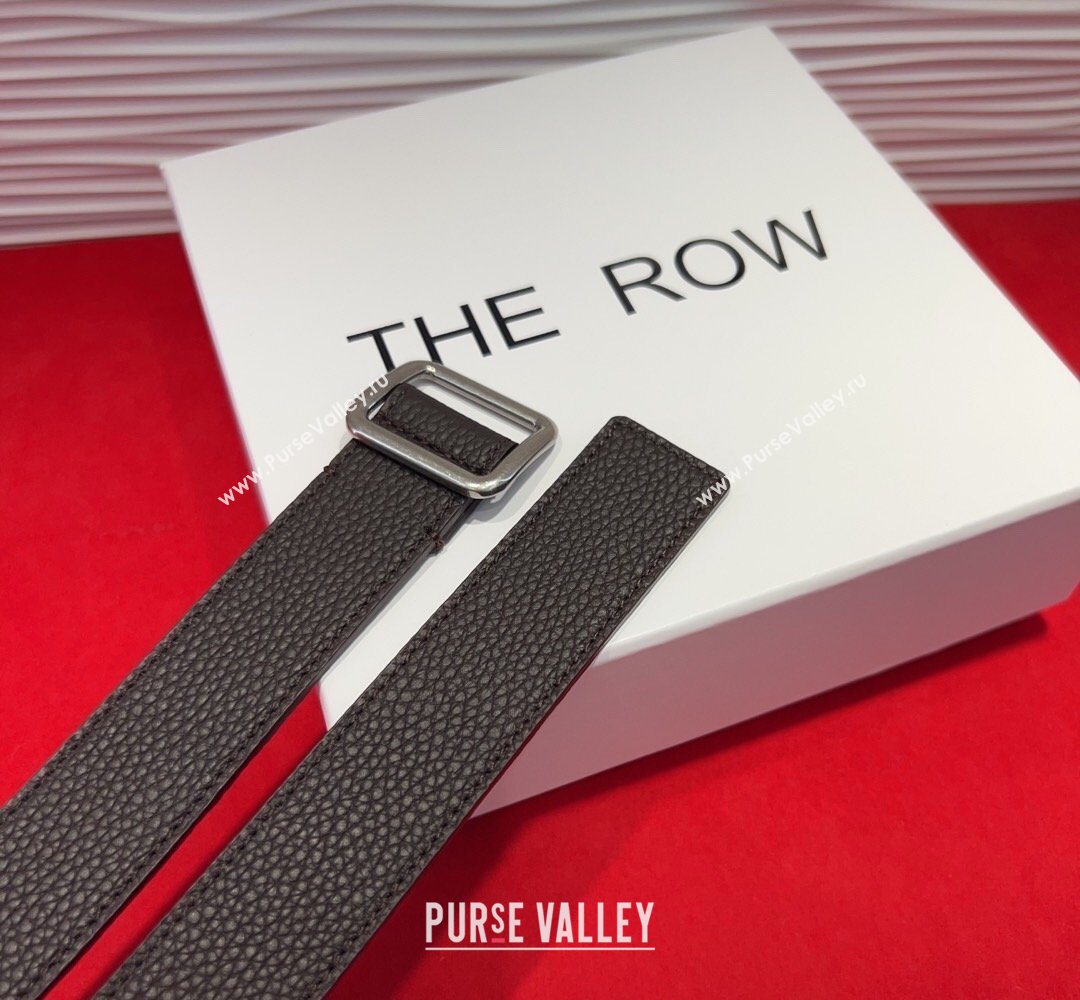 The Row Grained Leather Belt 3cm with Square Buckle Brown/Silver 2026 TR031701 (99-260317054)