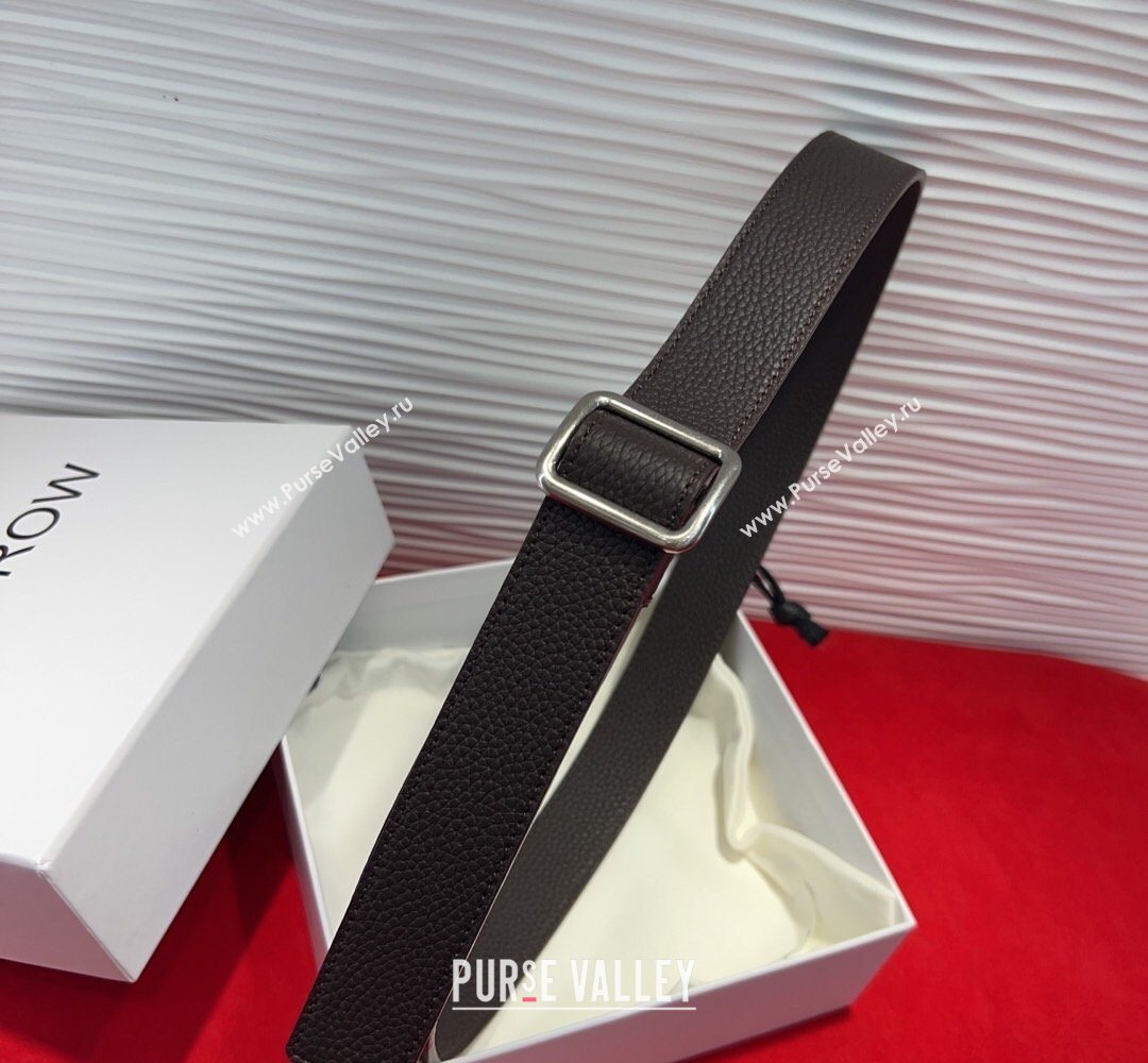 The Row Grained Leather Belt 3cm with Square Buckle Brown/Silver 2026 TR031701 (99-260317054)