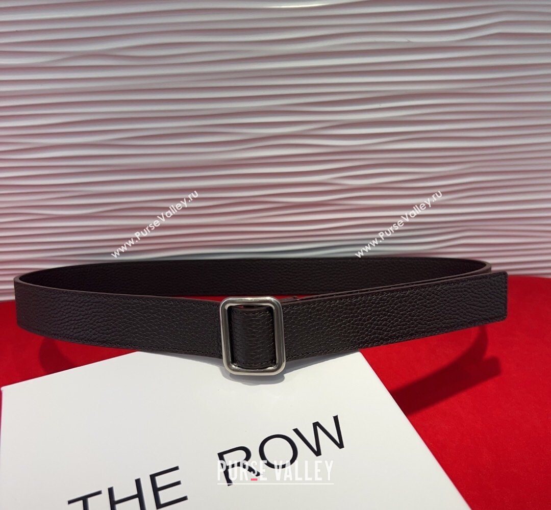 The Row Grained Leather Belt 3cm with Square Buckle Brown/Silver 2026 TR031701 (99-260317054)