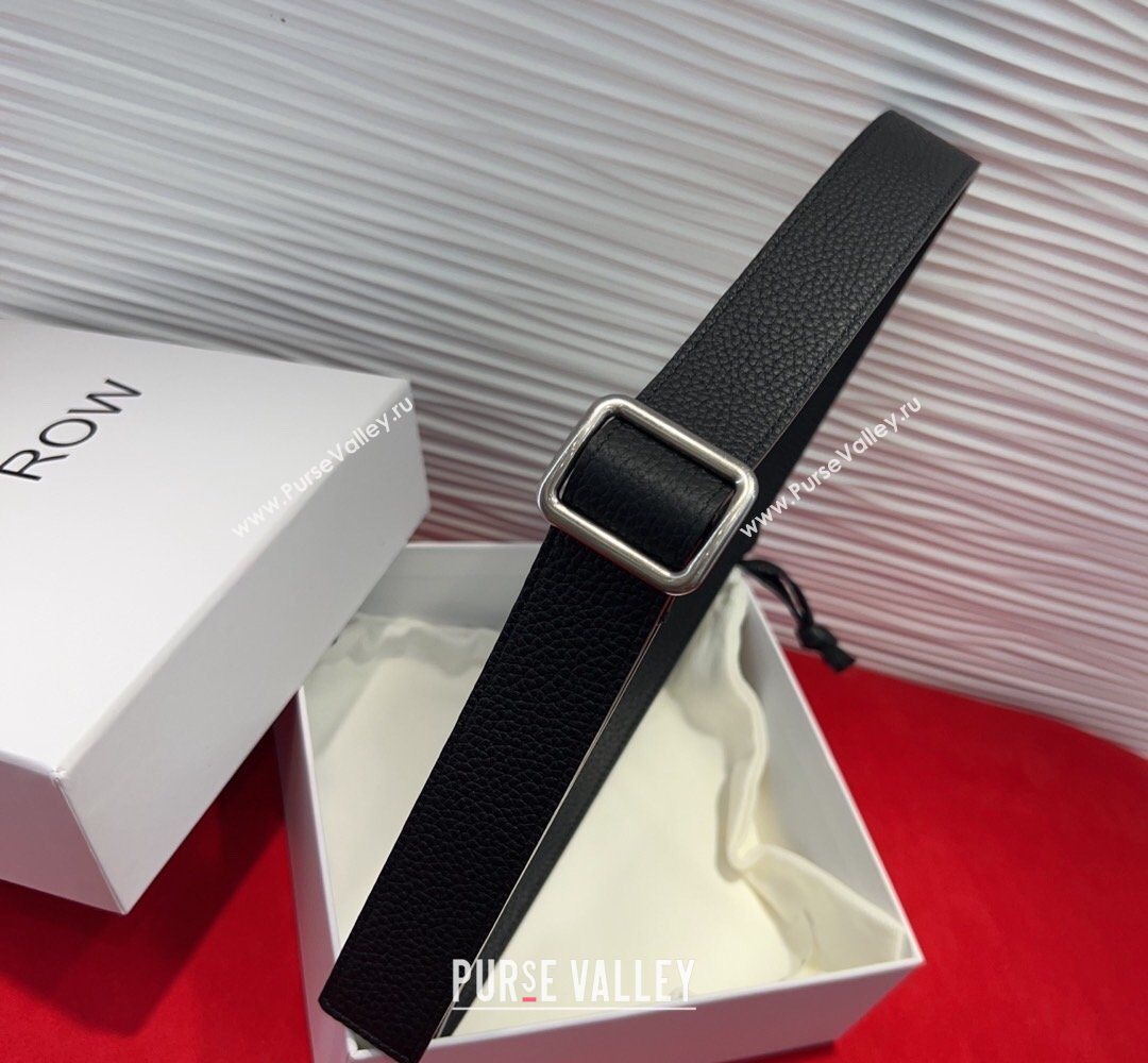 The Row Grained Leather Belt 3cm with Square Buckle Black/Silver 2026 TR031701 (99-260317055)