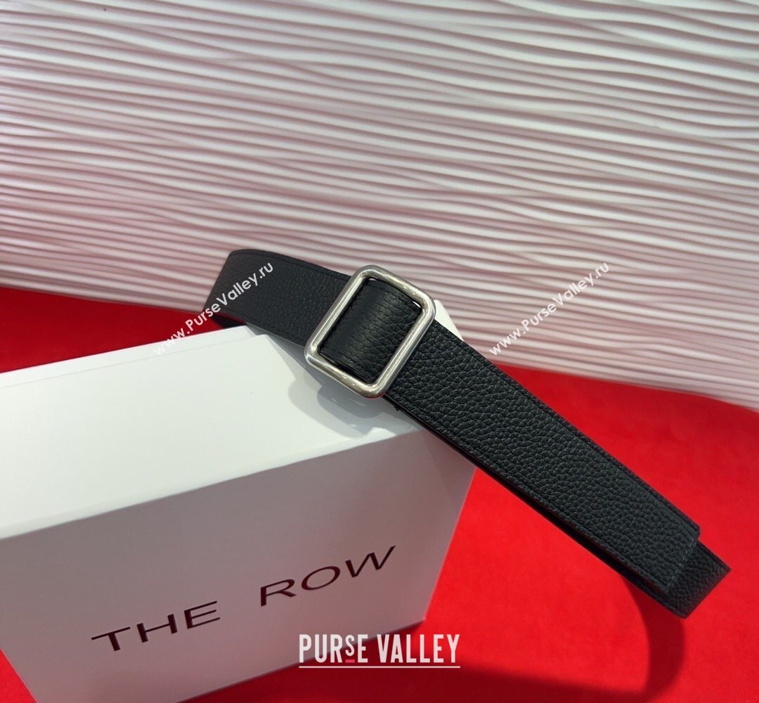 The Row Grained Leather Belt 3cm with Square Buckle Black/Silver 2026 TR031701 (99-260317055)