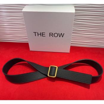 The Row Grained Leather Belt 3cm with Square Buckle Black/Gold 2026 TR031701 (99-260317056)