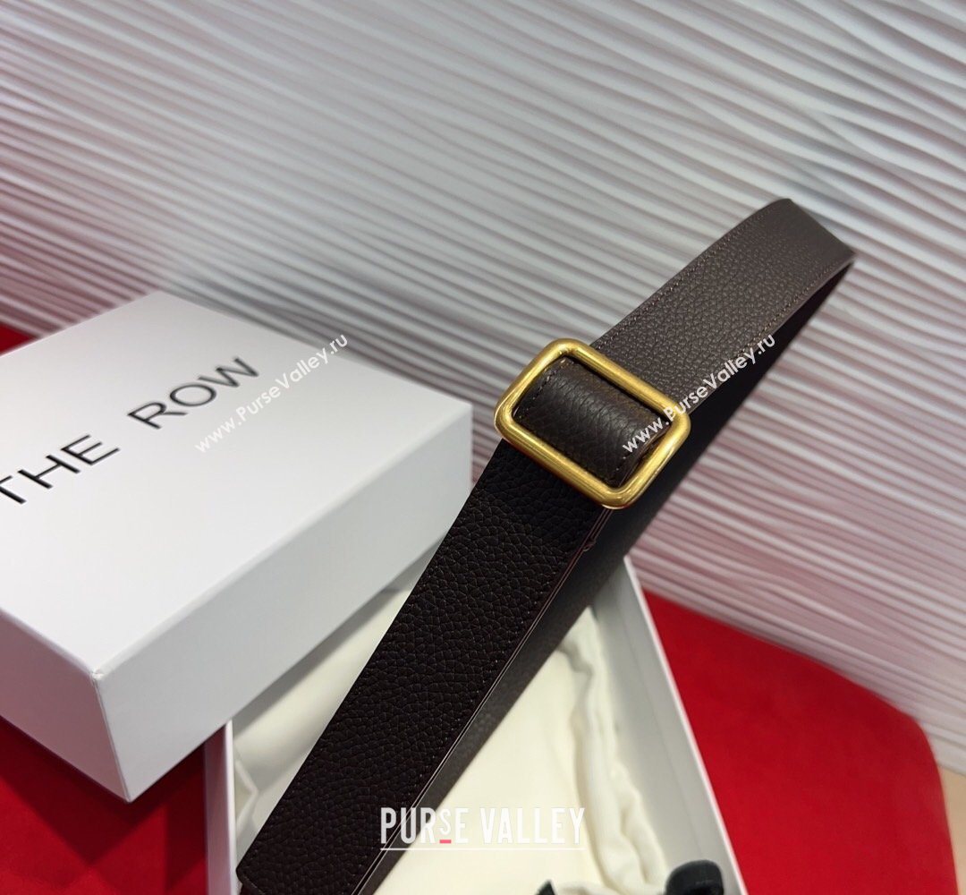 The Row Grained Leather Belt 3cm with Square Buckle Brown/Gold 2026 TR031701 (99-260317057)