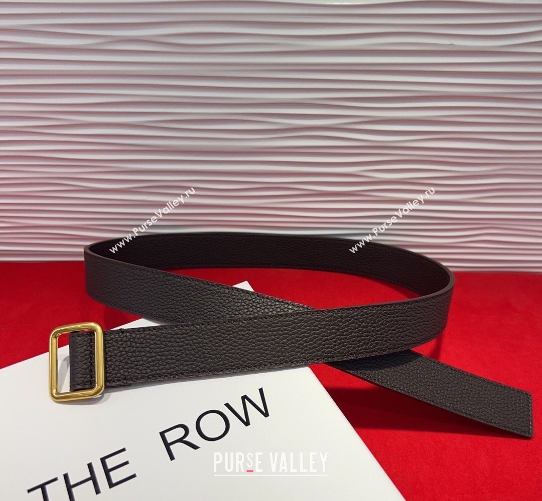The Row Grained Leather Belt 3cm with Square Buckle Brown/Gold 2026 TR031701 (99-260317057)