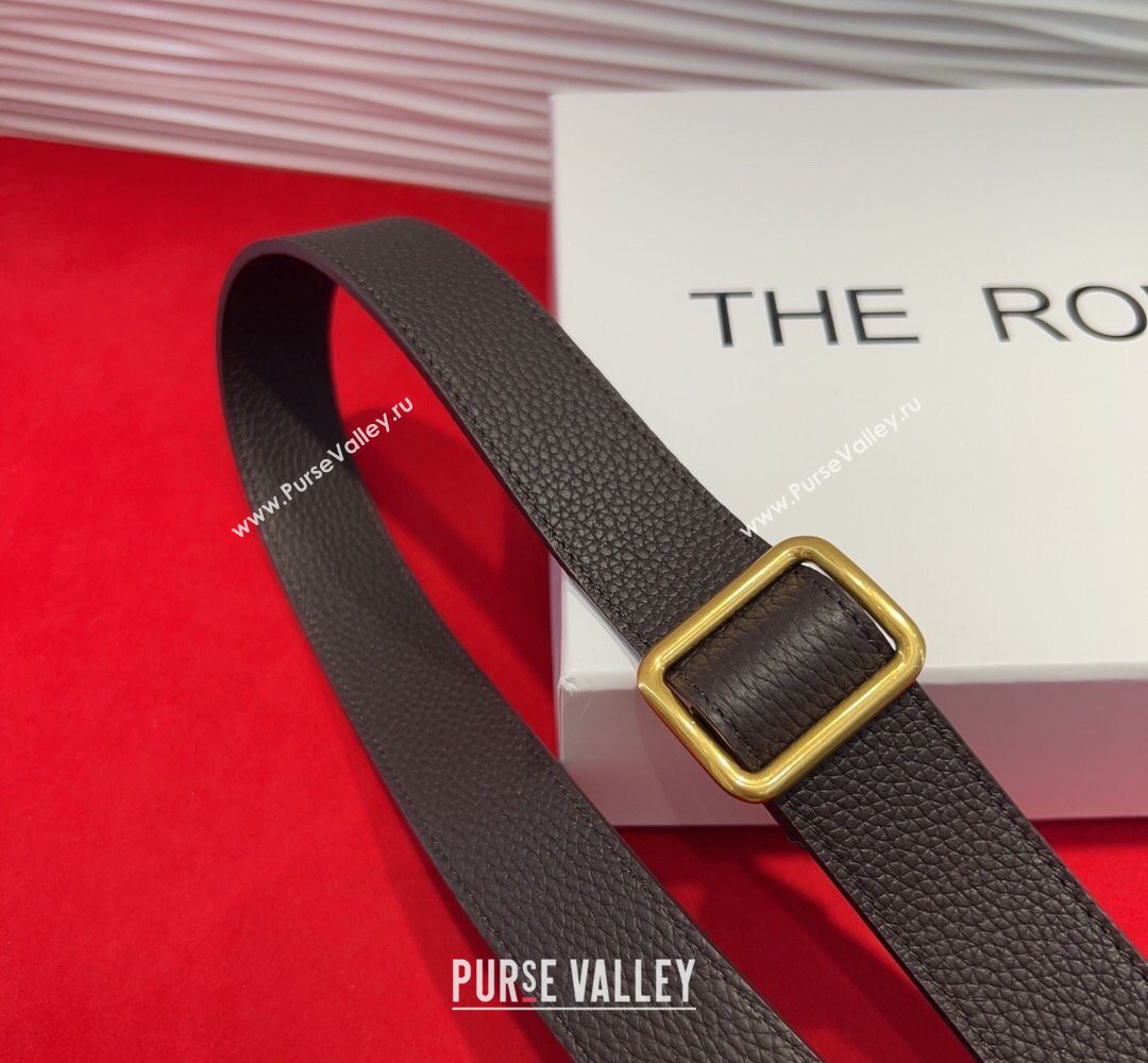 The Row Grained Leather Belt 3cm with Square Buckle Brown/Gold 2026 TR031701 (99-260317057)