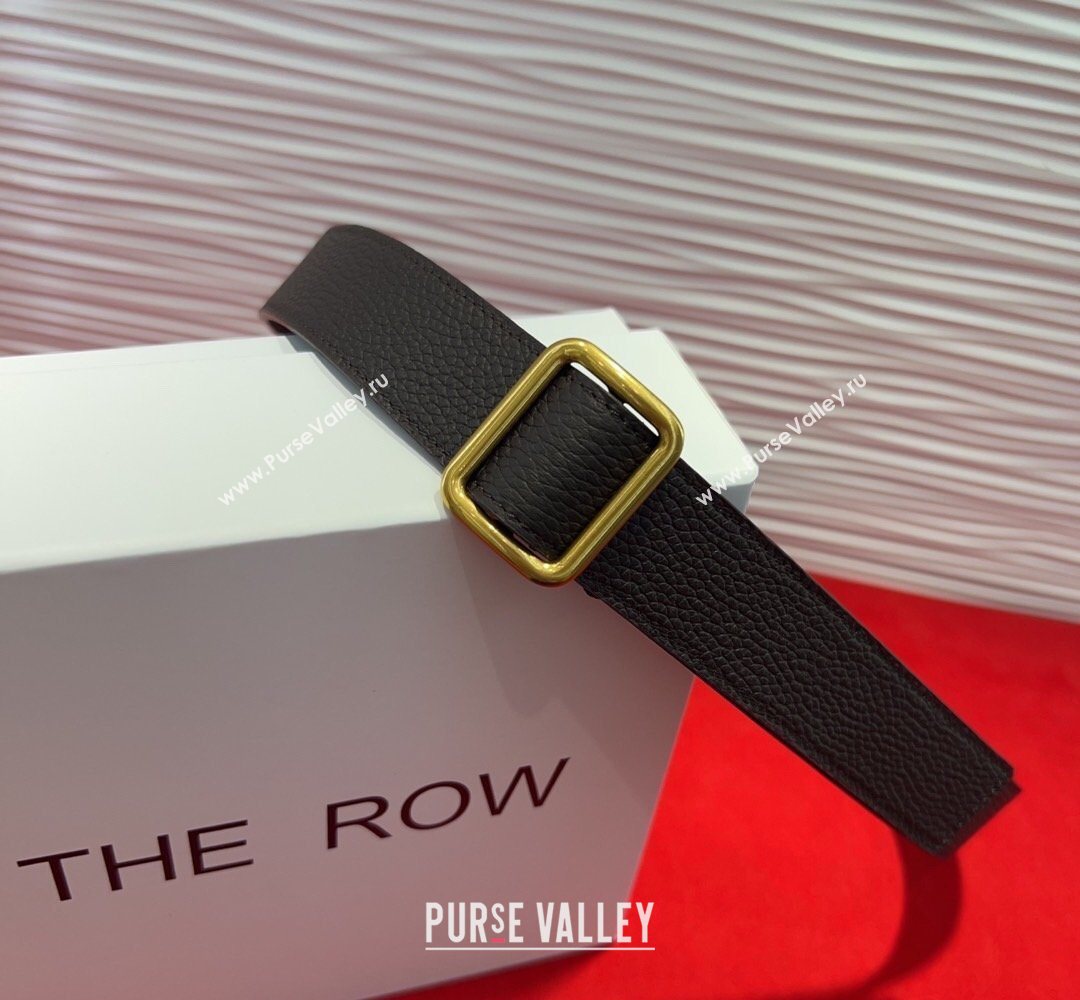 The Row Grained Leather Belt 3cm with Square Buckle Brown/Gold 2026 TR031701 (99-260317057)